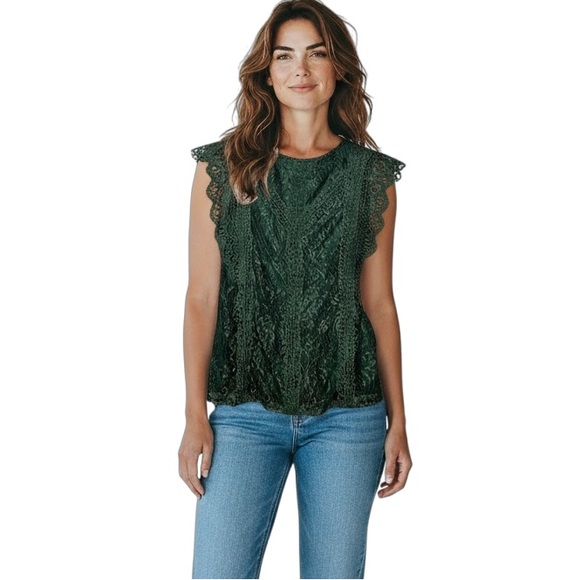 Cable & Gauge Tops - Cable & Gauge Lace Blouse Top Size S